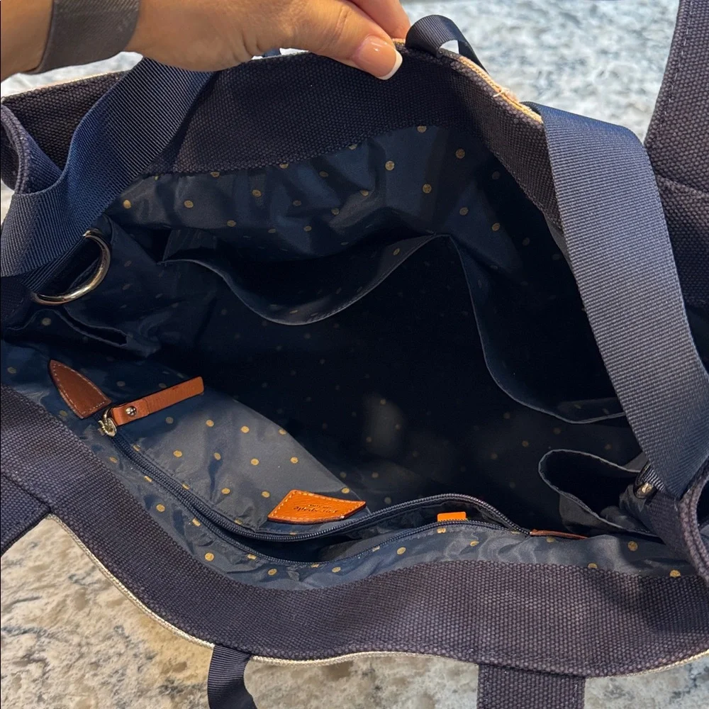 Kate Spade Metallic Silver Blue Diaper Bag Baby Tote Shoulder Bag Large